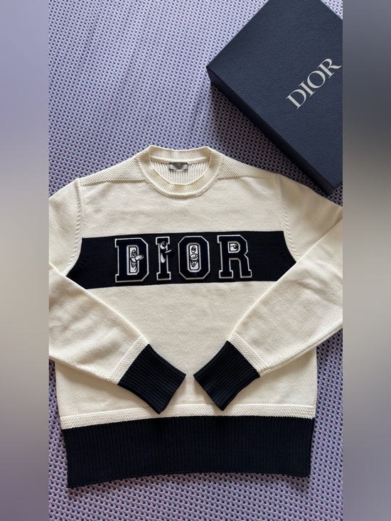 Dior Other - Dior Cream and Black Logo Crewneck Sweater